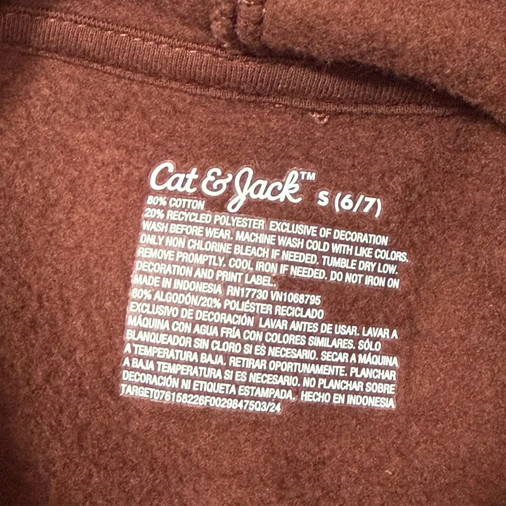 Cat & Jack Brown Buffalo Graphic Pullover Hoodie - Boys Size Small (6/7)